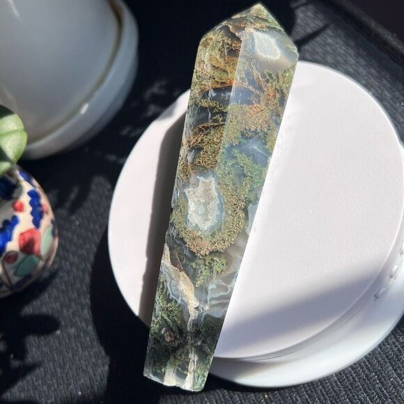 Large Moss Agate Crystal Wand‎ Scepter - Picture 11 of 16